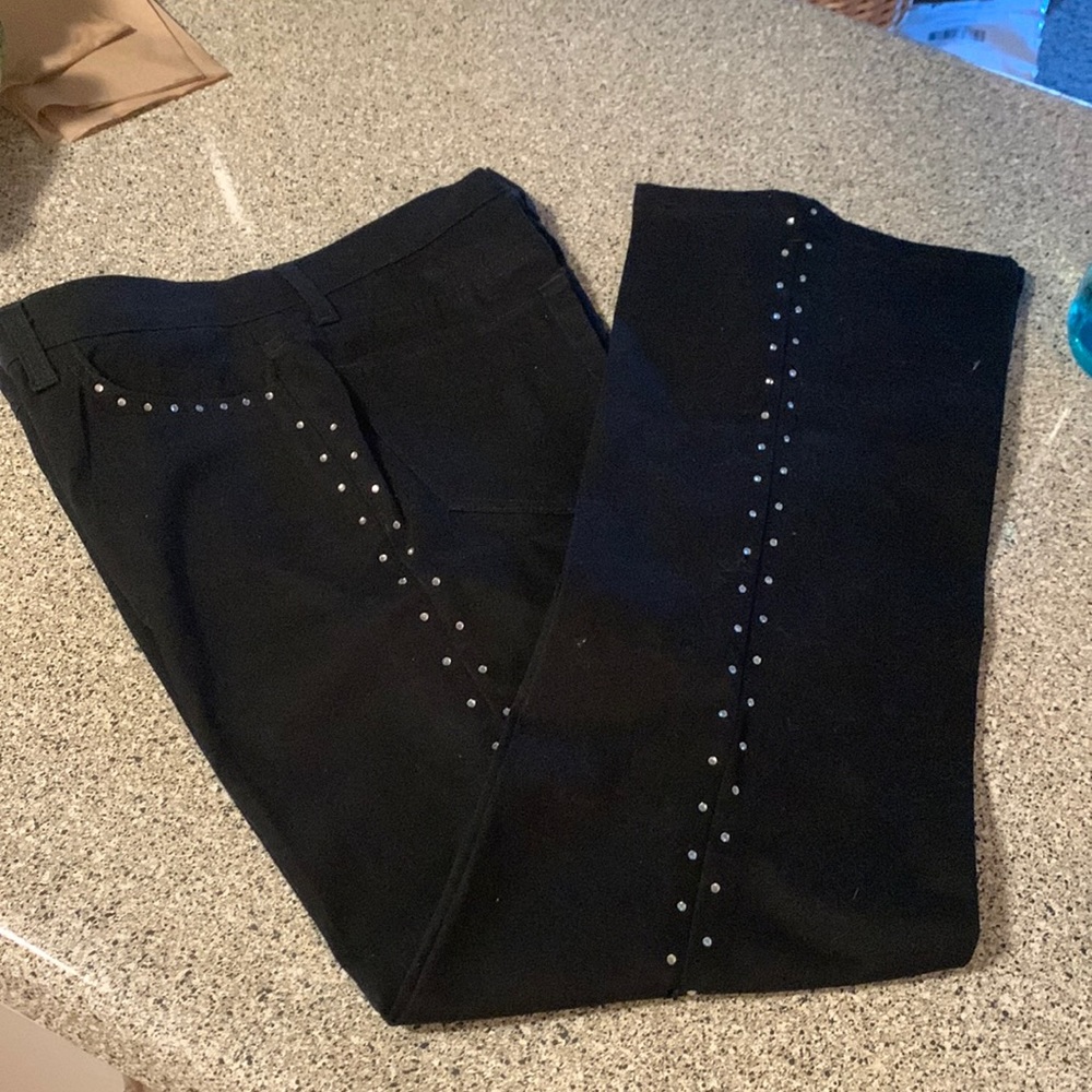 NWOT NYDJ Womens Jeans size 8 Black 6 diamonds Bootcut x32"inseam Cotton…